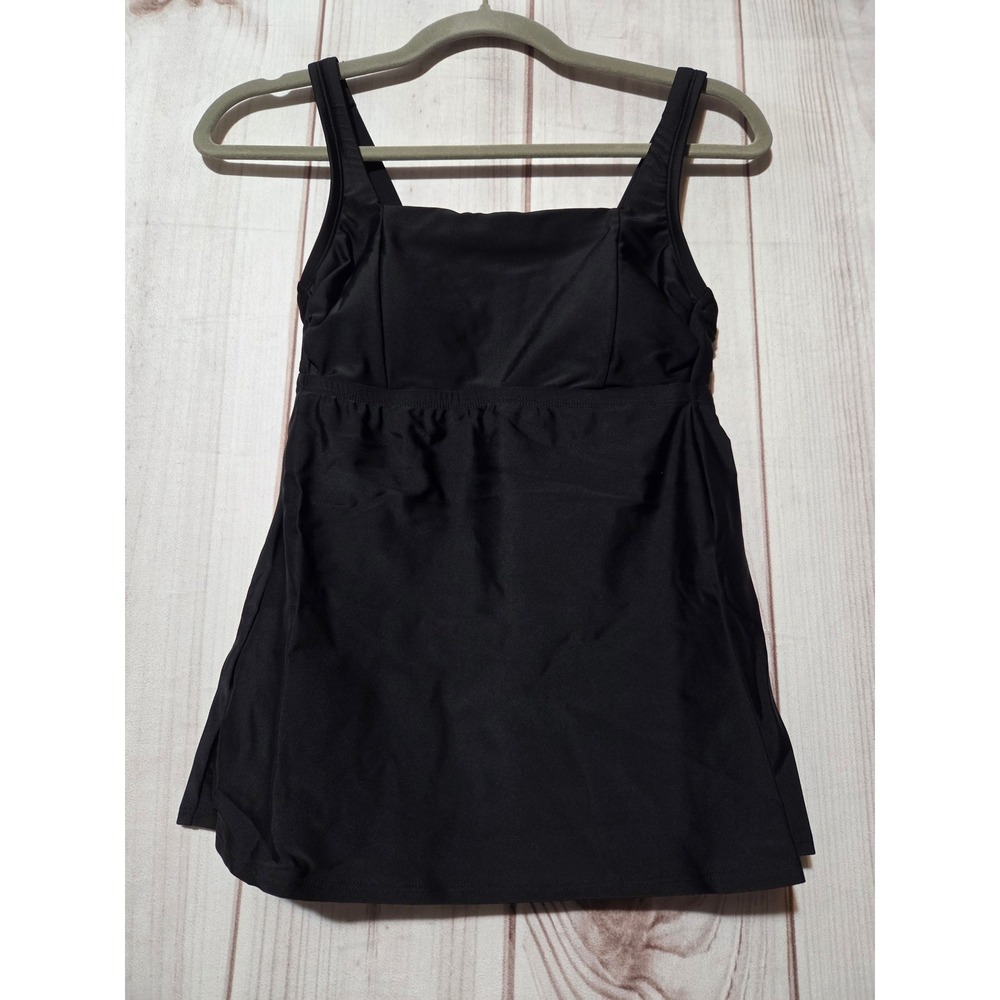 Shade & Shore Black Square Neck Tankini Swim Top XS Removable Pads Adjustable
